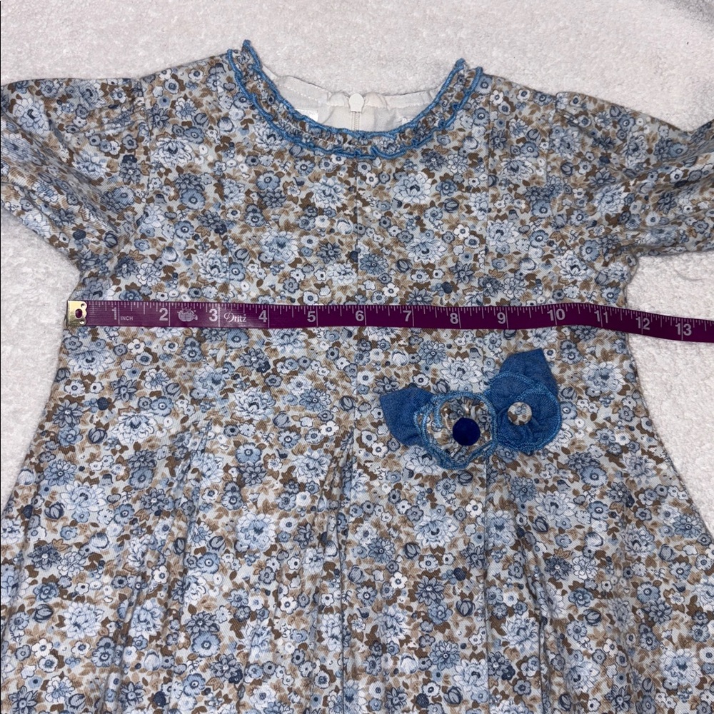 Sarah Louise long sleeve blue floral ruffle dress girls size 3 - Picture 5 of 13